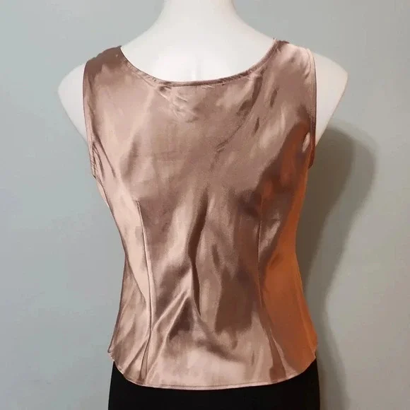 Sheri Martin Women’s Vintage Champagne Satin Tank Top - Picture 7 of 10